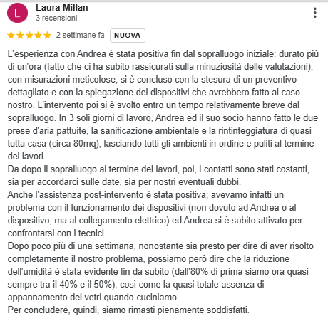 laura millan recensione DAKSI Specialisti muffa umidità pareti fredde